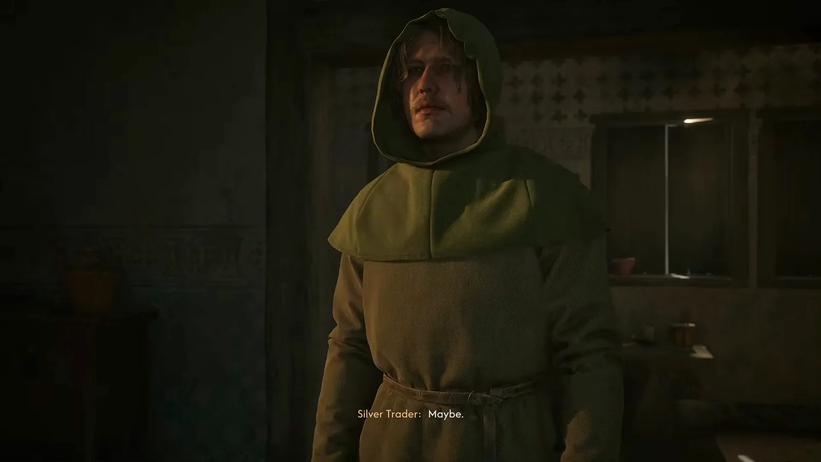 The Silver Trader NPC greeting Coen in The Blood of Dawnwalker