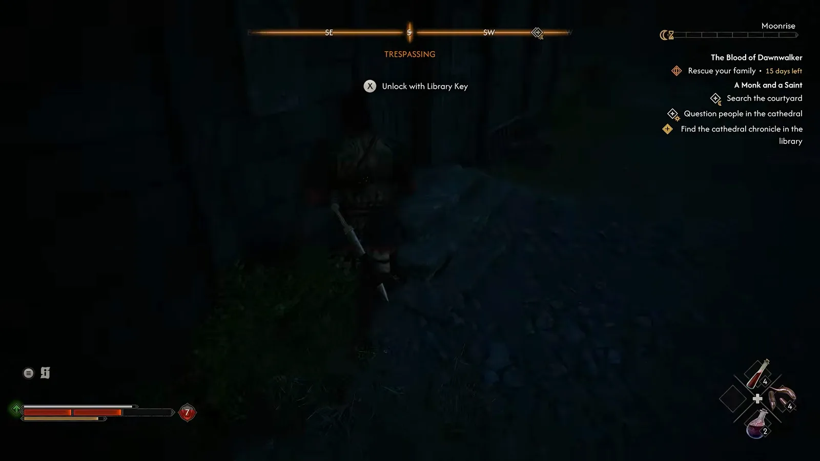 Interacting with Saint Mihai's tombstone in The Blood of Dawnwalker