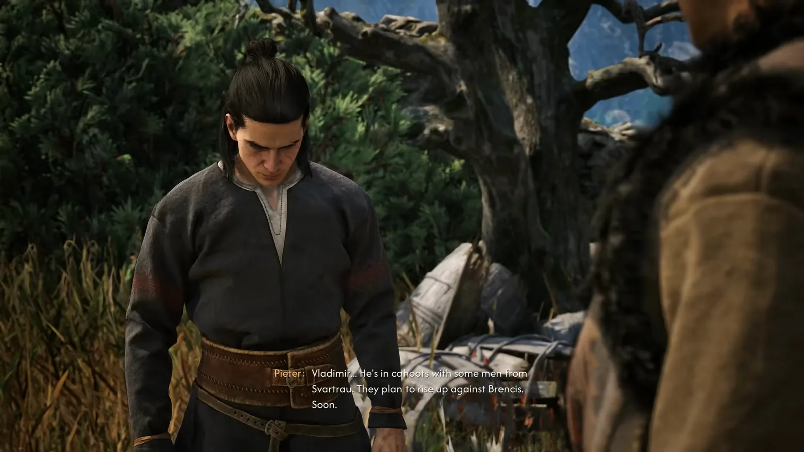 Pieter telling Coen that Vladimir is in cahoots with men from Svartrau who plan to rise up against Brencis in The Blood of Dawnwalker