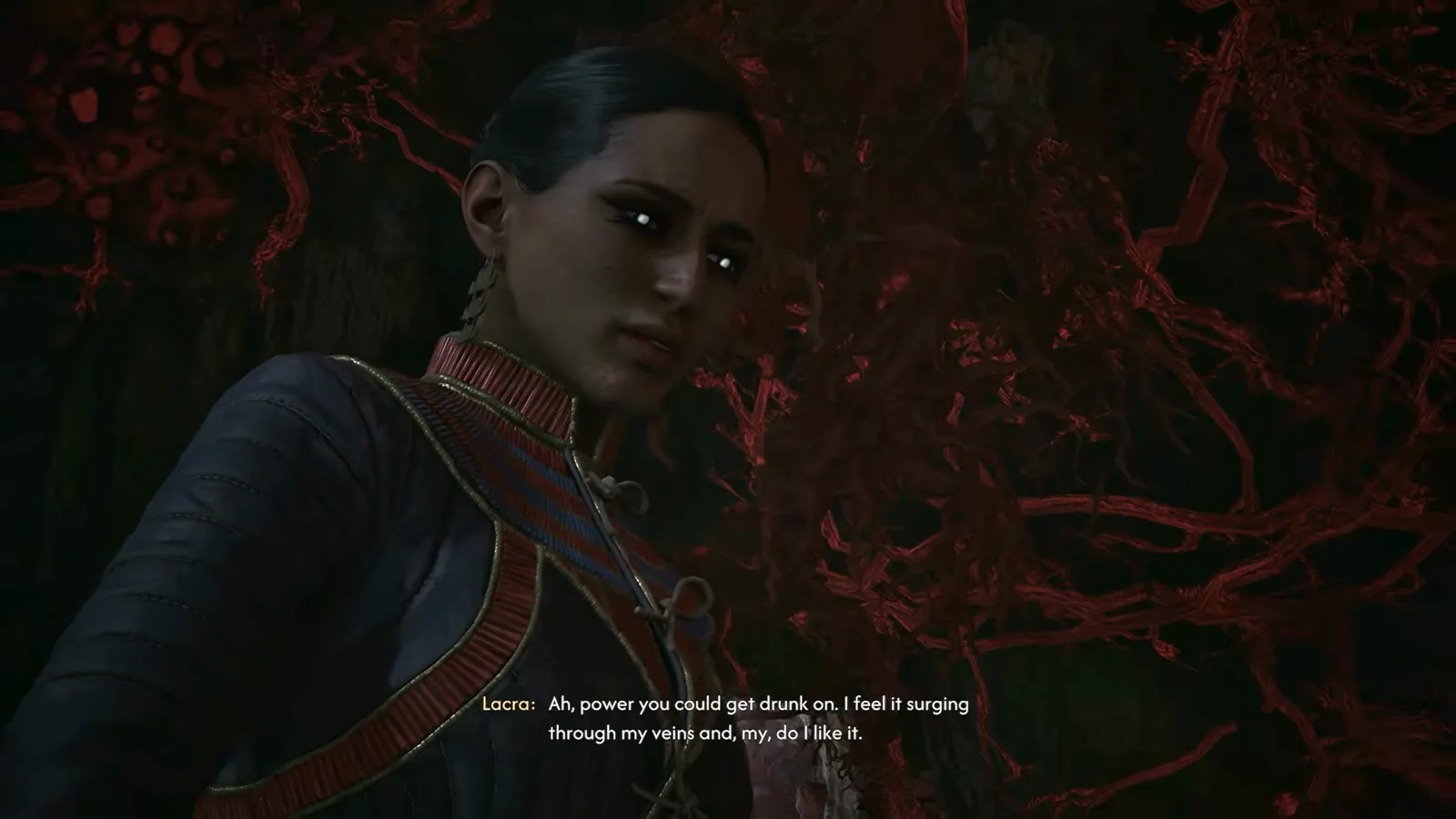 Lacra drunk on the mandrake's power among the blood vines in The Blood of Dawnwalker